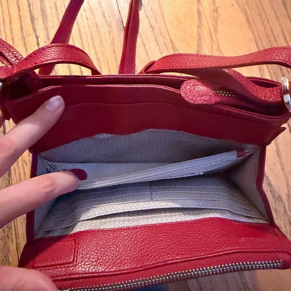 Brand new Brighton Women's Red Leather Crossbody Bag with Stud Detail